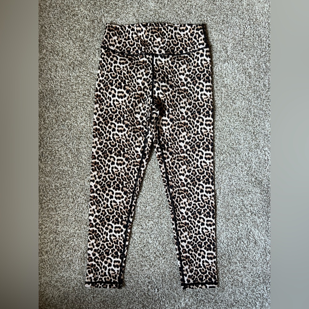 ZYIA leopard Brilliant Scrunchy High Rise Stretch 7/8 Ankle Leggings Sz 8-10